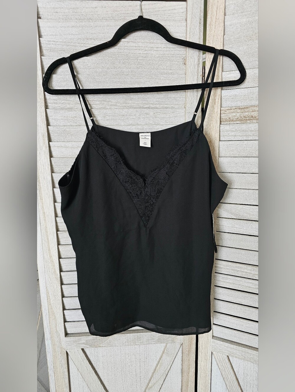 NWT Melrose & Market Lace-Trim Black Camisole